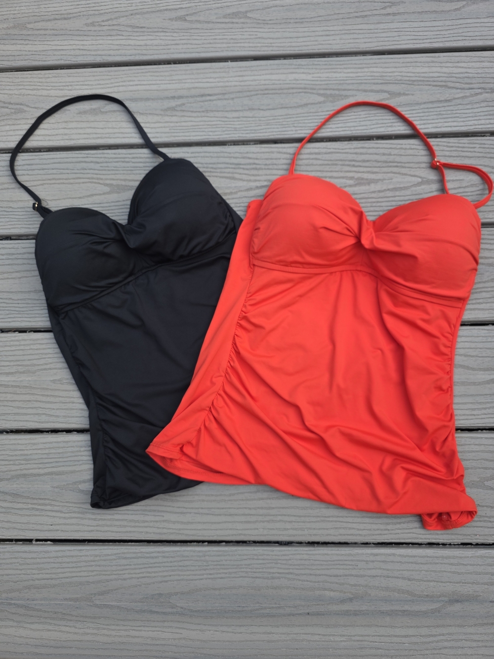 Tankini Swim Tops, Set of 2 - Black & Red